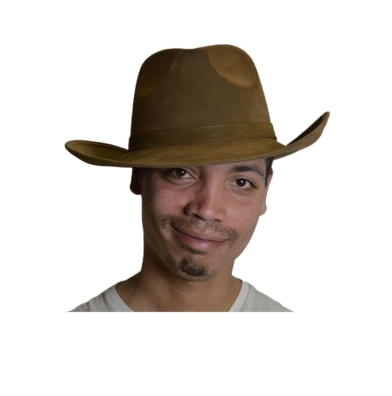Brown Fedora Hat - Indiana Jones - Leatherlike - Costume Accessory - One Size