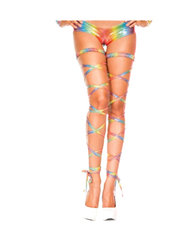 Goddess Leg Wraps - Disco - Rainbow or Black - Costume Accessories