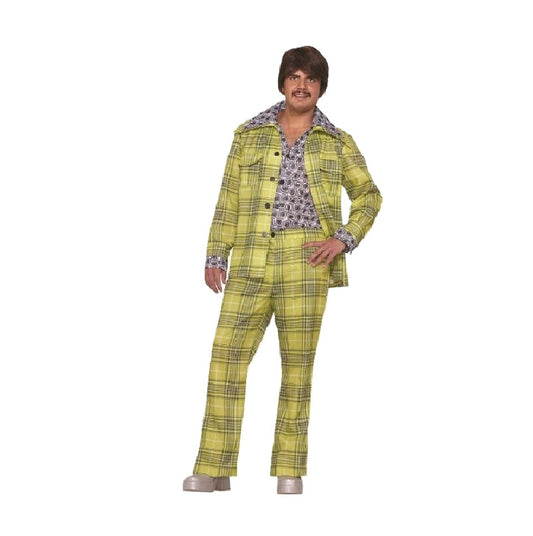 Traje informal a cuadros - Años 70 - Disco verde lima - Disfraz - Talla única para adulto