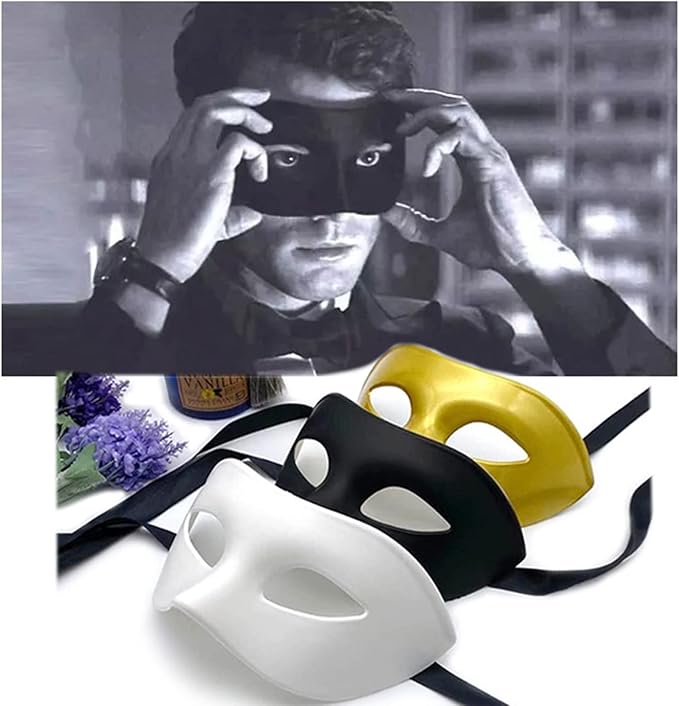 Plastic Half Mask - Gold | White | Black | Silver - Costume Accessory