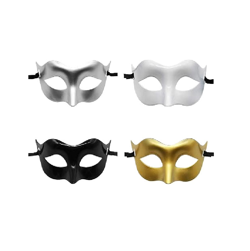 Slim Plastic Half Mask - Gold | White | Black | Silver - Costume Accessory