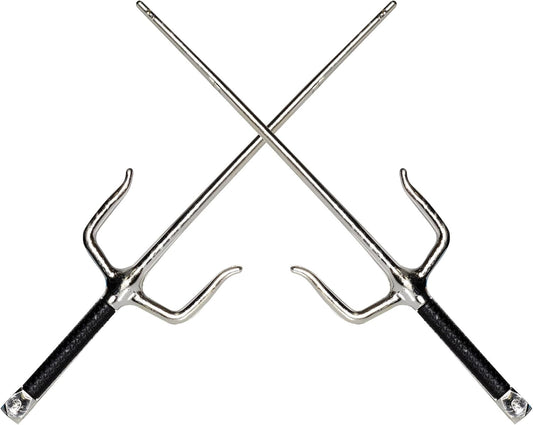 Silver/Black Ninja Sais - Plastic - Costume Accessory - Weapon Prop