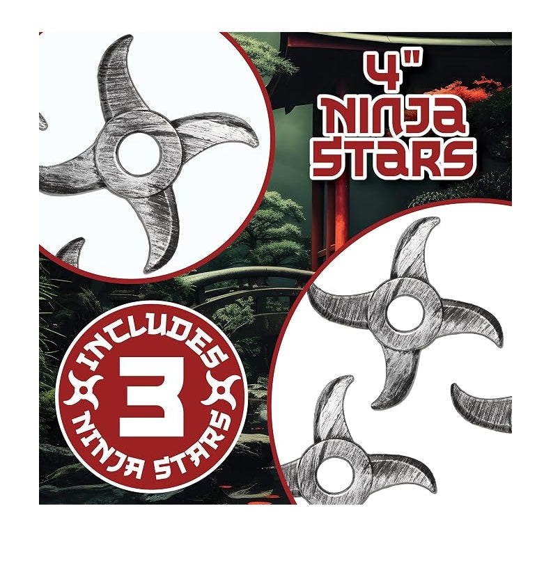 Faux Ninja Star Props - Set of 3 - Plastic - Costume Accessories