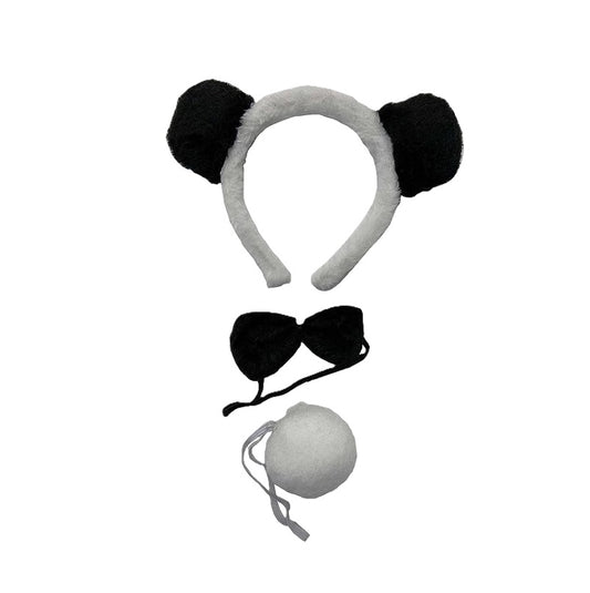 White/Black Panda Ear & Tail Set - Costume Accessory - One Size