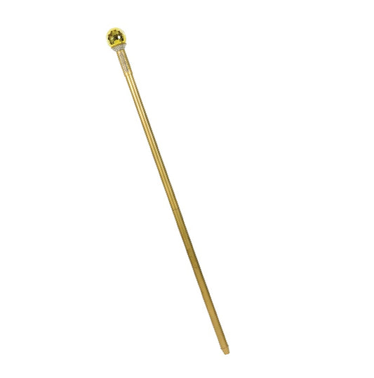$ Golden Disco Ball Pimp Cane - Staff - Rhinestone - Gold - Costume Accessory
