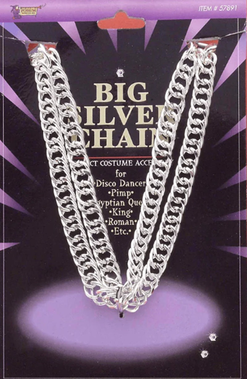 Große Silberkette - Metall - 1970er 1980er - Kostümzubehör - Teenager und Erwachsene