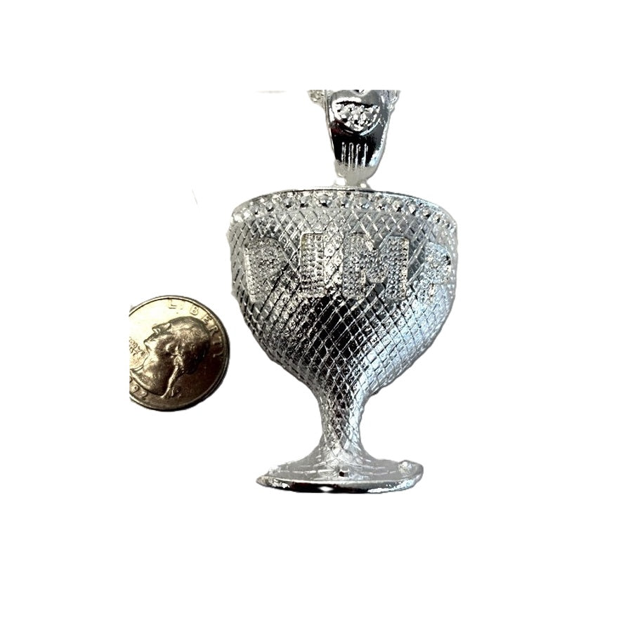 Silver Pimp Cup Necklace - 28" - Disco - Costume Accessory - One Size