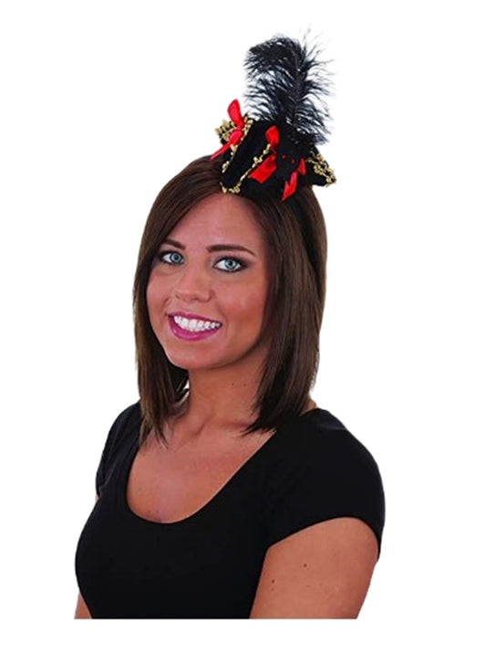Mini Pirate Hat Headband - Black/Red - Costume Accessory - One Size