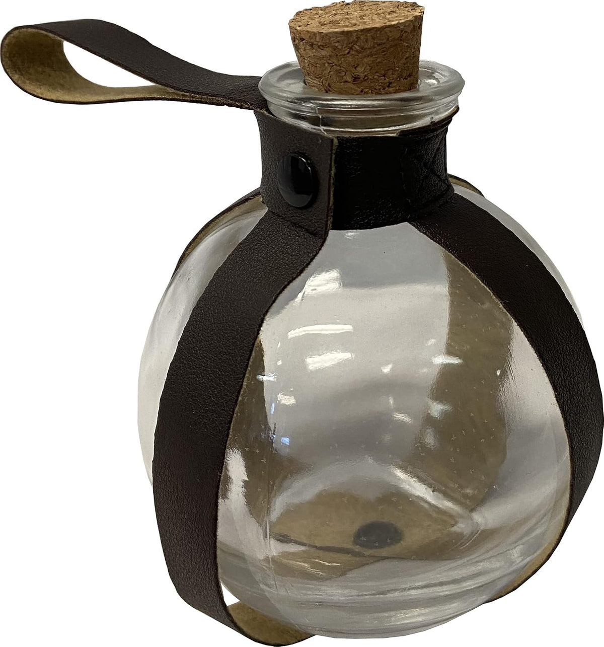 Glass Potion Bottle - Renaissance - Brown or Black Strap - Costume Accessory Prop