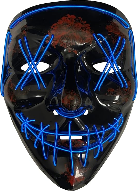 Guy Fawkes Mask - Blue | Green - EL Light Up - Vendetta - Costume Accessory