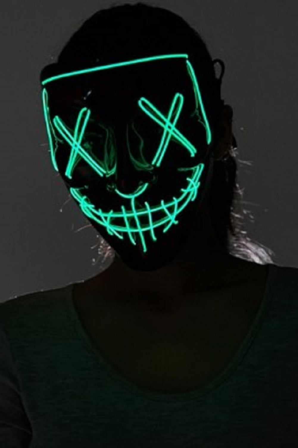 Guy Fawkes Mask - Blue | Green - EL Light Up - Vendetta - Costume Accessory