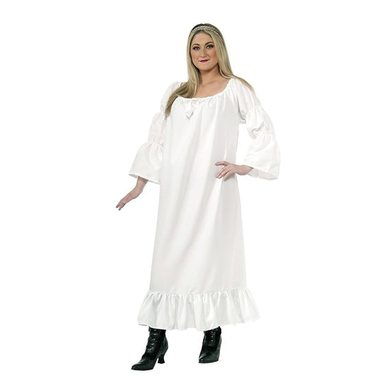 White Peasant Chemise Dress - Renaissance Hippie - Costume - Women - Plus