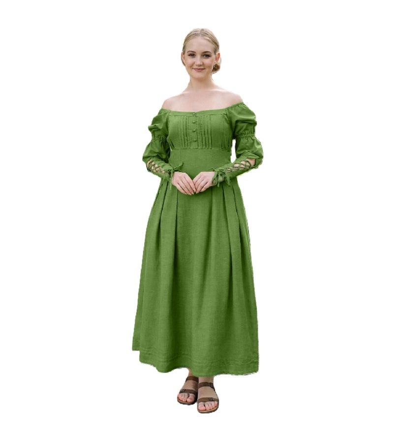 Green Peasant Chemise Dress - Renaissance - Costume - Women - XL