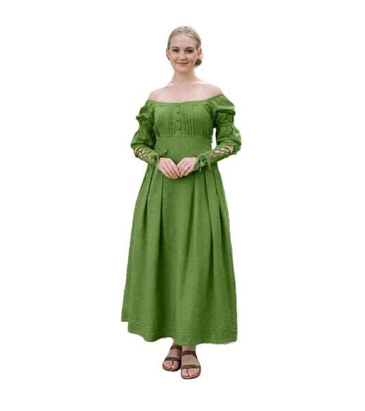 Green Peasant Chemise Dress - Renaissance - Costume - Women - XL