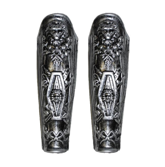 Silver Plastic Leg Guards - One Pair - Roman - Costume Accessory - One Size