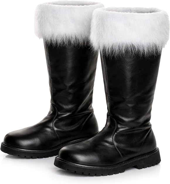 Botas de Papá Noel - Deluxe - Navidad - Ribete de piel sintética - Accesorio de disfraz - 4 tamaños
