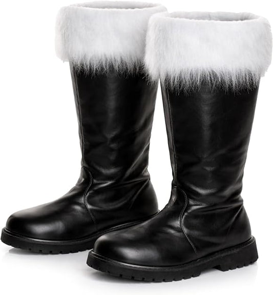 Santa Boots - Christmas - Faux Fur Trim -  Costume Accessory - Men - 2 Sizes