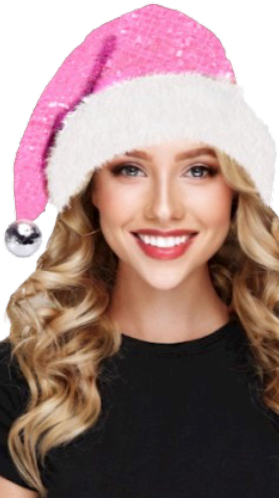 Santa Claus Hat - Red | Pink - Bow - Christmas - Costume Accessory