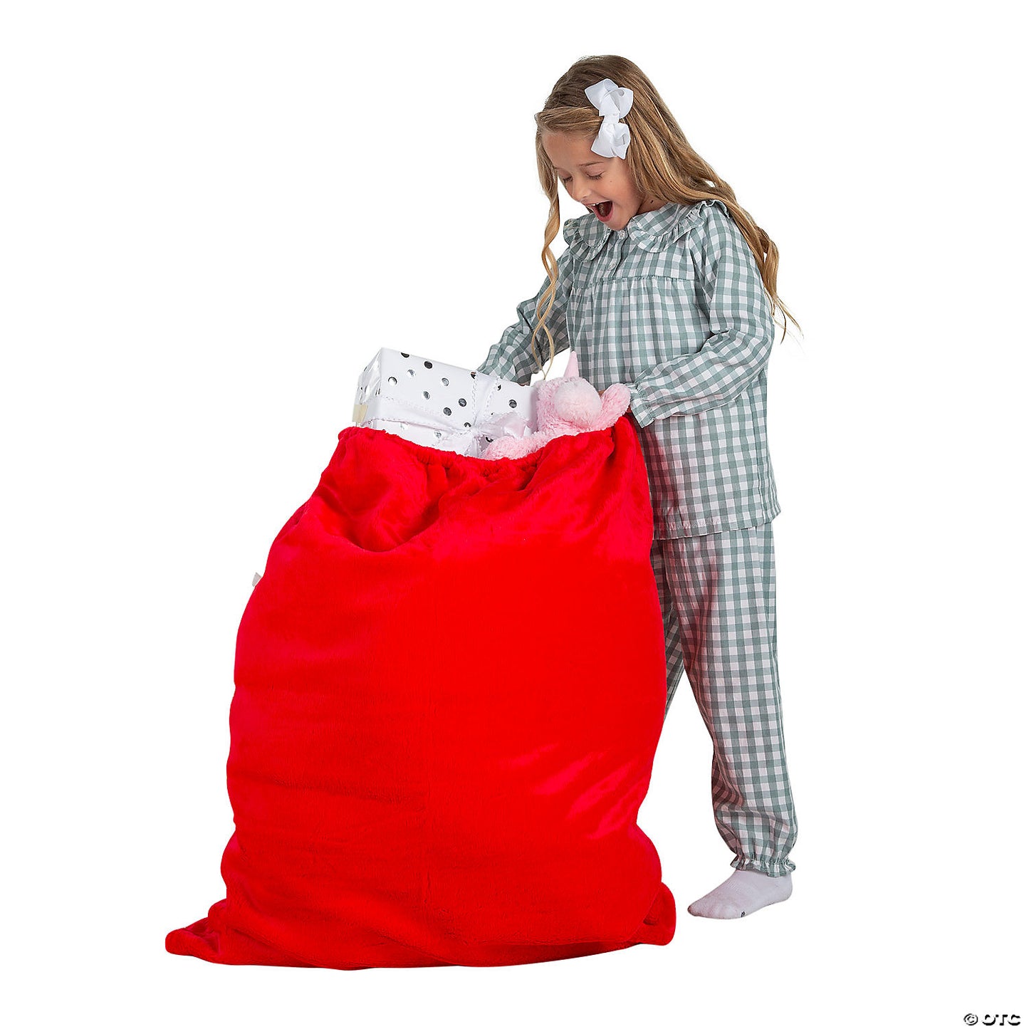 Halco Red Pile Plush Santa Toy Bag #995 Claus 29" x 36" Blanco Cordón Navidad 