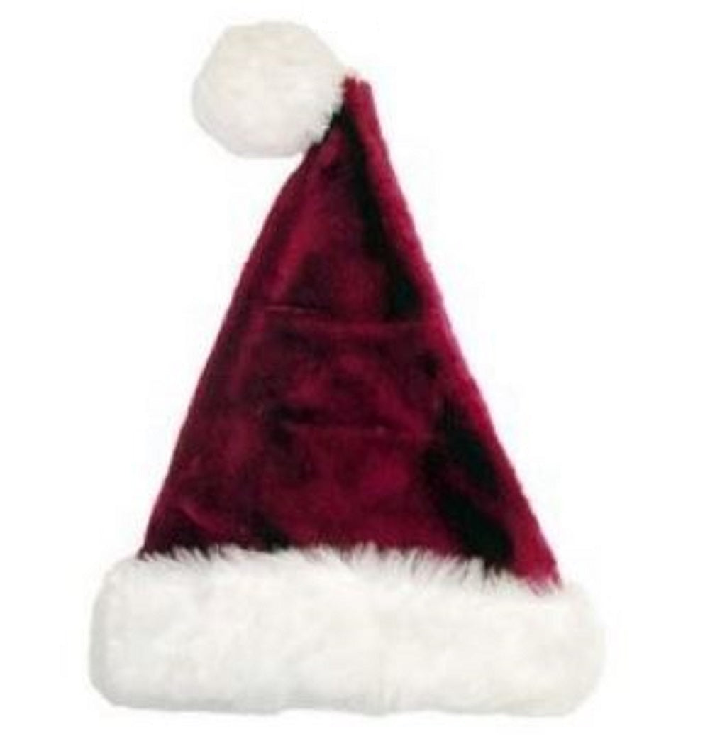 Weihnachtsmannmütze – Burgunderroter Samt – Übergröße – Kostümzubehör – Erwachsene – 2 Größen