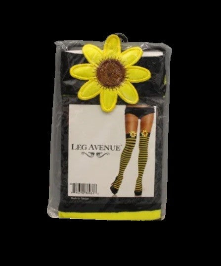 Sunflower Patch Thigh High Stockings - Bees - Costume Accessories - Women - One Size