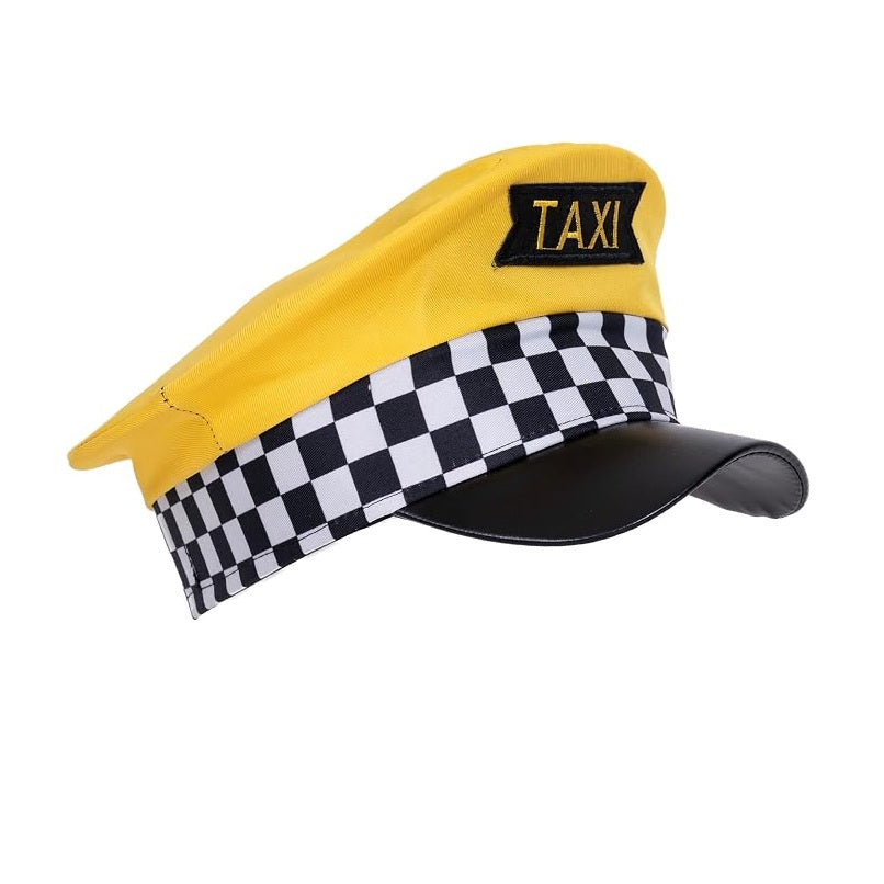 Yellow Taxi Driver Hat - Checkerboard - Costume Accessory - One Size