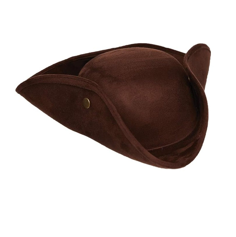 Tricorn Hat - Brown or Black - Colonial - Pirate - Costume Accessory - One Size