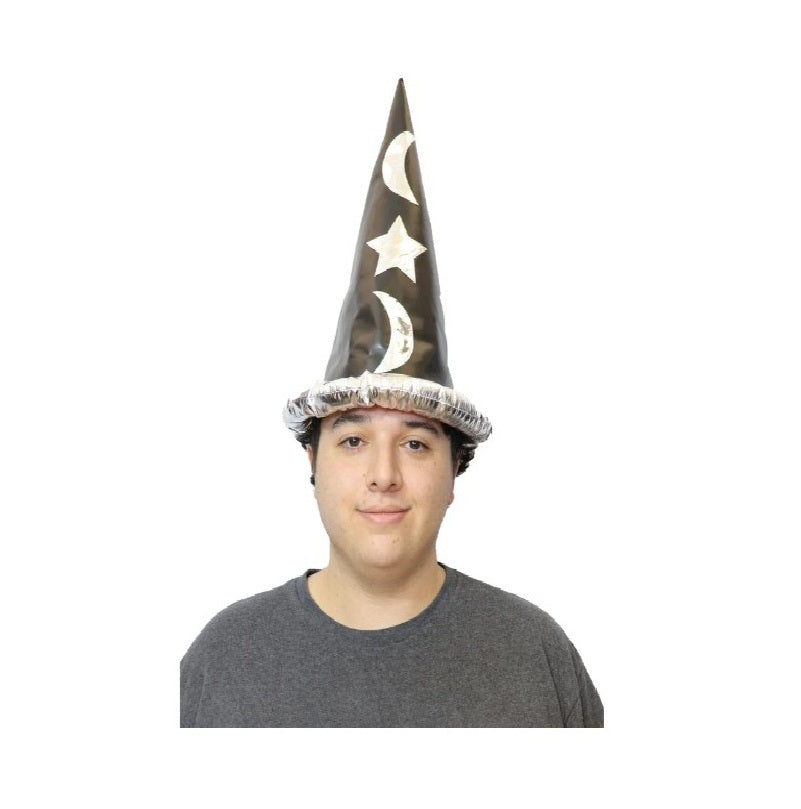 Black/Silver Wizard Hat - Leather-Like - Costume Accessory - One Size