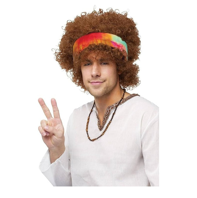 Brown Afro Wig with Headband - 60's 70's  80's - Costume Accessory - One Size