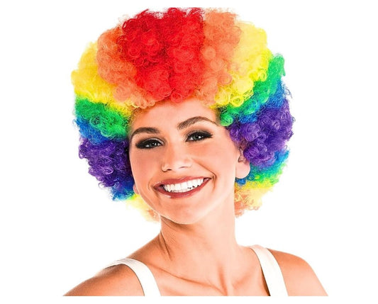 Peluca Afro - Arco Iris - Orgullo - Payaso de los años 60 y 70 - Accesorio de vestuario