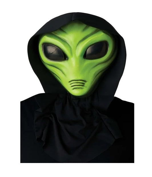 Alien Visitor Mask - Light Up - Attached Hood - Costume Accessory - Adult Teen