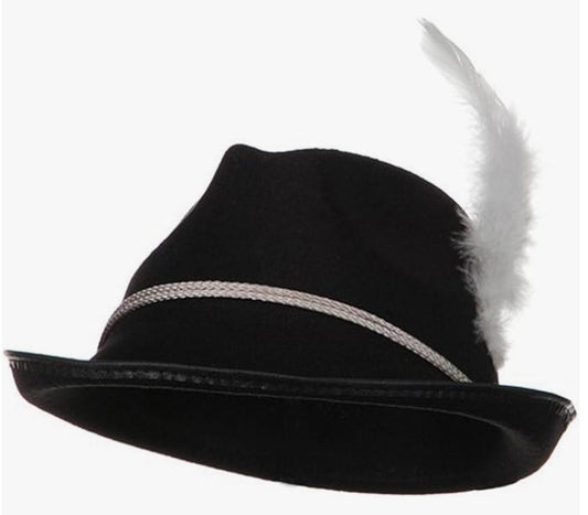 Sombrero Bávaro - Fedora - Alpino - Biarritz - Negro - Accesorio de Disfraz - Adulto