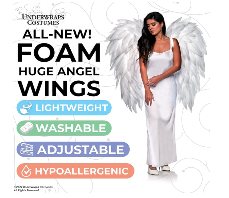 Angel Wings - Foam - White - 36" - Lightweight - Costume Accessory - Teen Adult