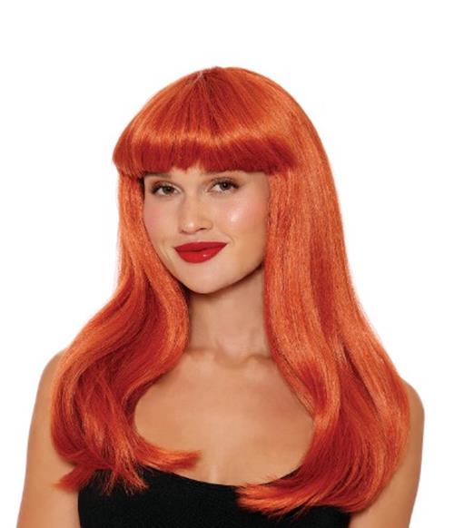 Glam Wig - Auburn - Long - Bangs - Costume Accessory - One Size