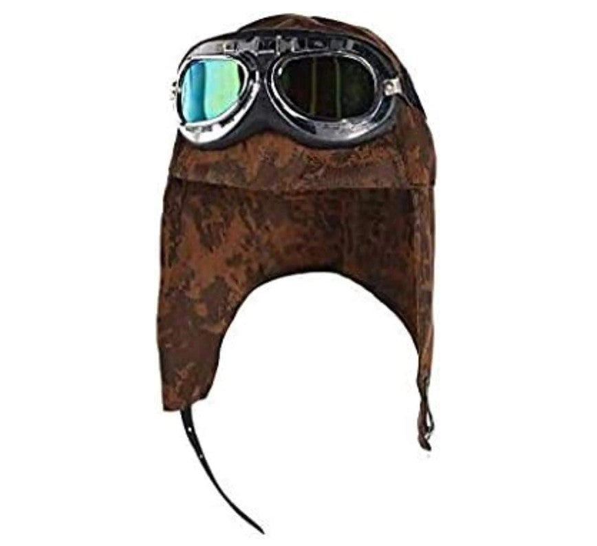 Aviator Hat and Goggles - Brown - Old Time - Costume Accessory - Adult Teen