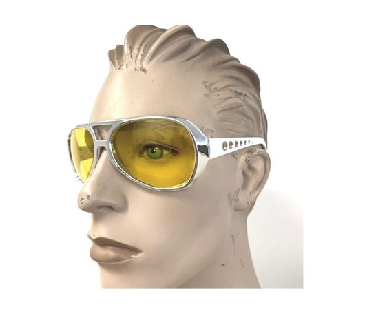 Plastic Aviator - Elvis - Silver - Costume Accessory - One Size - 4 Color Lenses