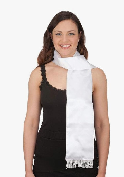 Aviator Scarf - White - Satin Finish - Pilot - Costume Accessory - Adult Teen