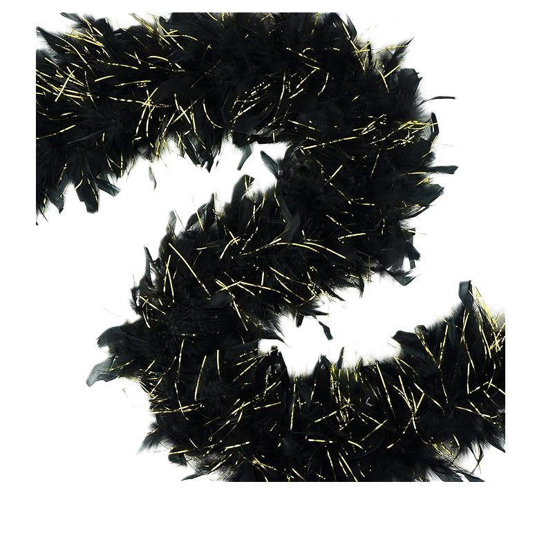 Black Boa - Silver or Gold Lurex - 20's - 80's - Deluxe Costume Accessory