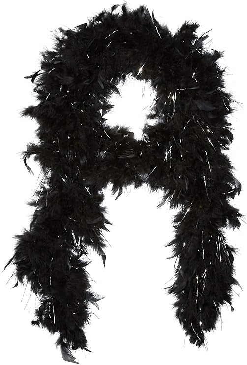 Black Boa - Silver or Gold Lurex - 20's - 80's - Deluxe Costume Accessory