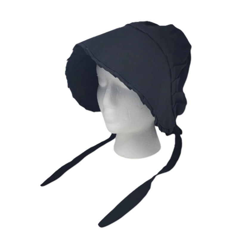 Black Bonnet - Cotton - Prairie Pilgrim - Deluxe Costume Accessory - One Size