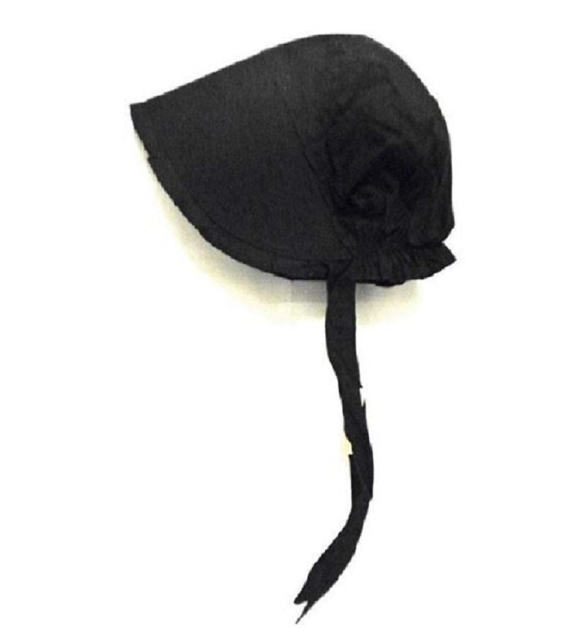 Black Bonnet - Cotton - Prairie Pilgrim - Deluxe Costume Accessory - One Size