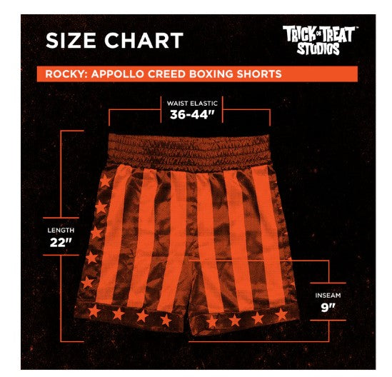 Pantalones cortos de boxeo Rocky - Bandera estadounidense - Apollo Creed - Disfraz - Estándar para adultos