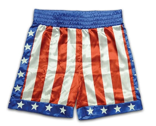 Pantalones cortos de boxeo Rocky - Bandera estadounidense - Apollo Creed - Disfraz - Estándar para adultos