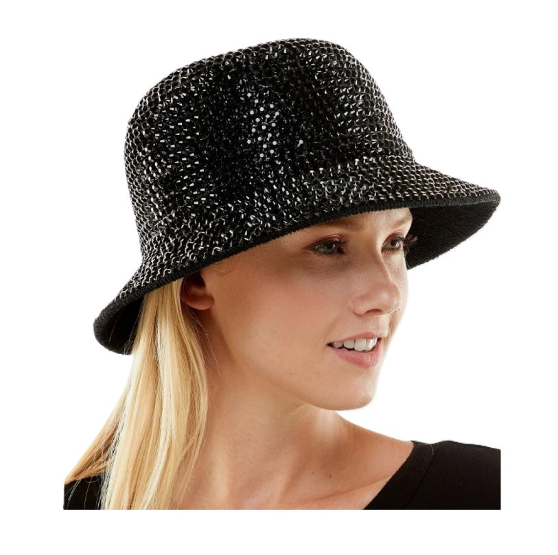Black Rhinestone Rapper Bucket Hat - Fashion - Deluxe Costume Accessory