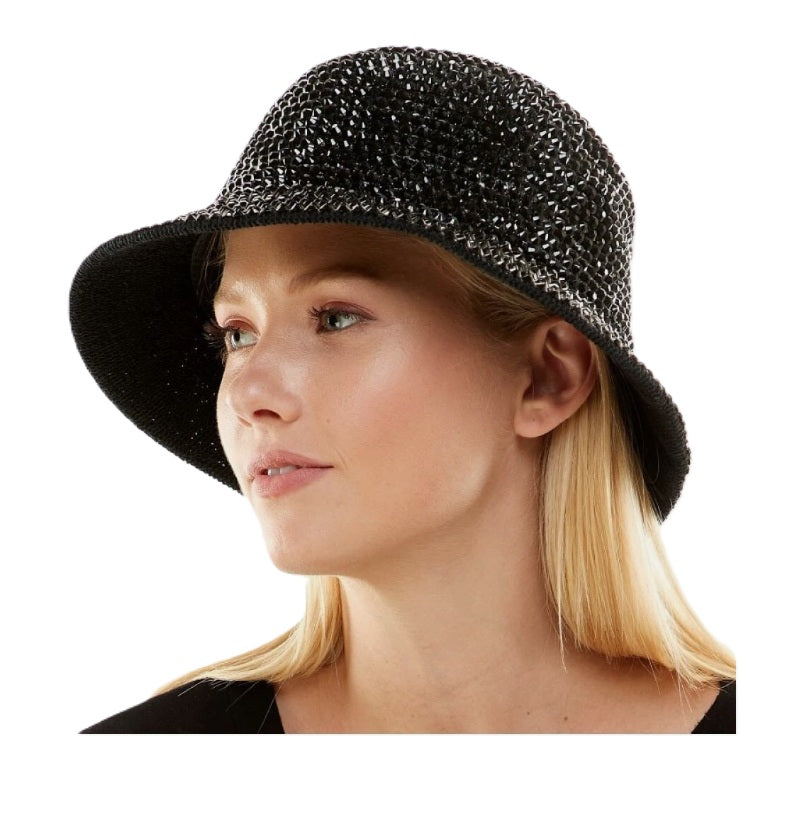 Black Rhinestone Rapper Bucket Hat - Fashion - Deluxe Costume Accessory