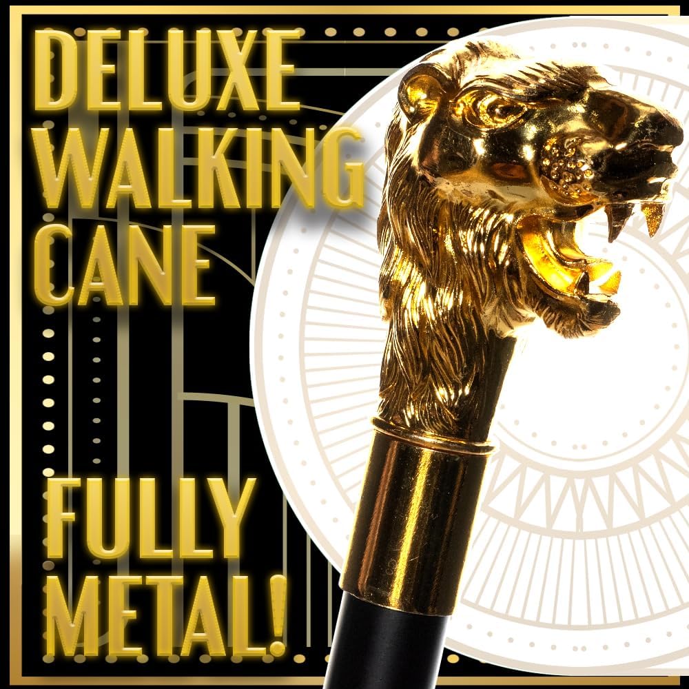 Metal Lion Head Walking Cane - 20's - Hollywood - Costume Accessory