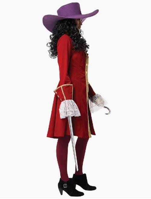 Pirate Captain Hook - Red/Black - Deluxe Costume - Women - 4 Sizes