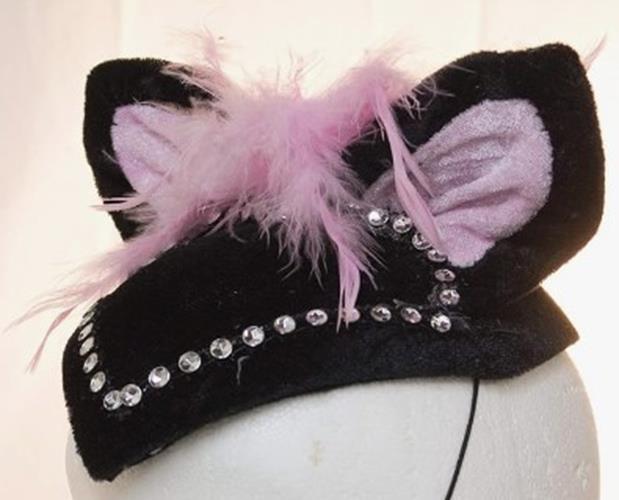 Cat Hat - Black/Pink - Fascinator - Costume Accessory - Adult Teen