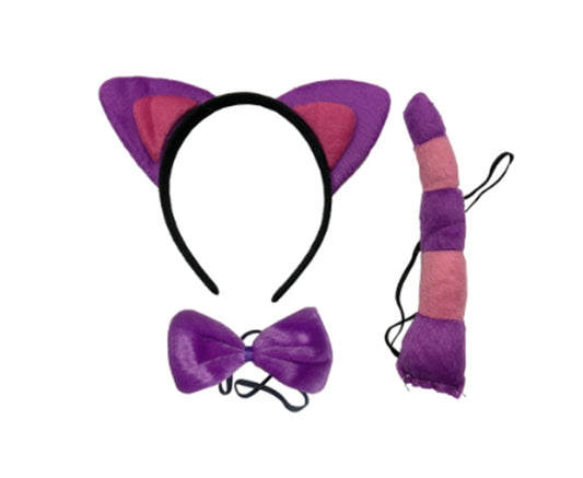 Cheshire Cat Ear & Tail Set - Pink/Purple - Costume Accessory - One Size