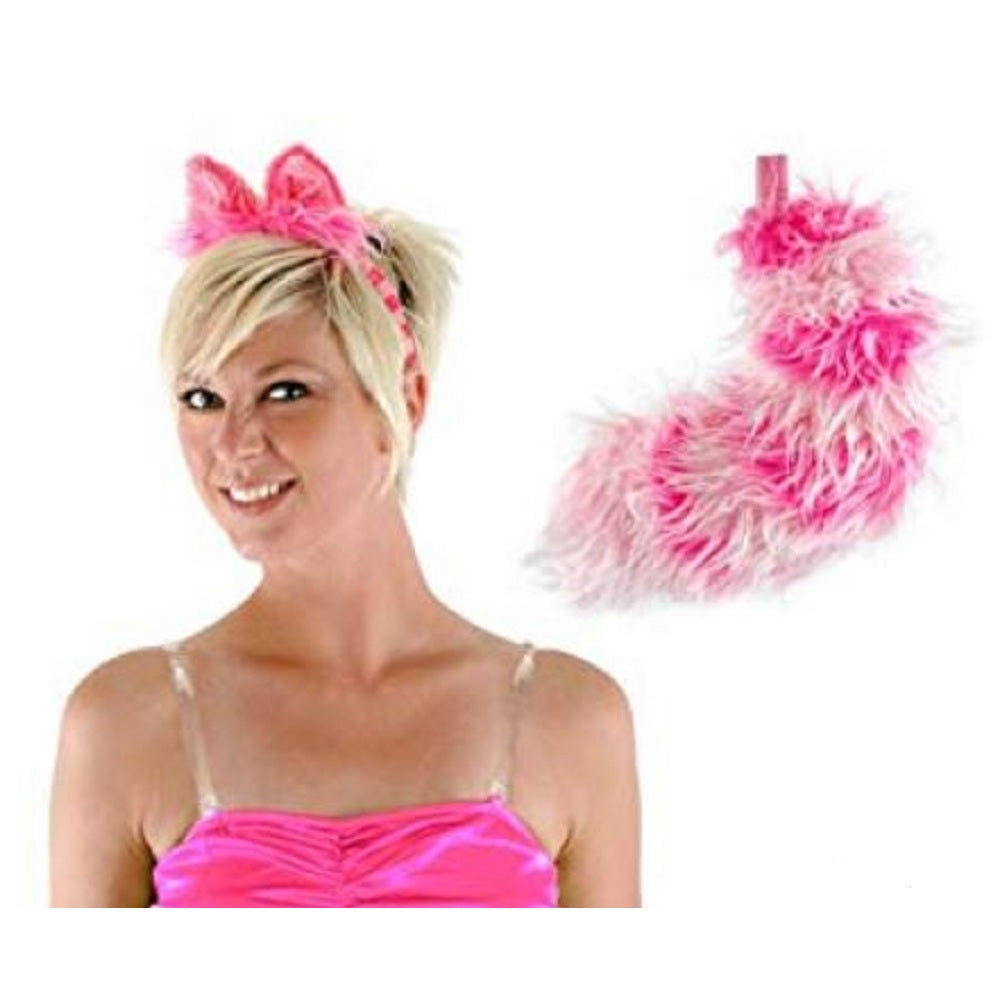 Cheshire Cat Ear & Tail Set - Pink - Alice in Wonderland - Costume Accessory